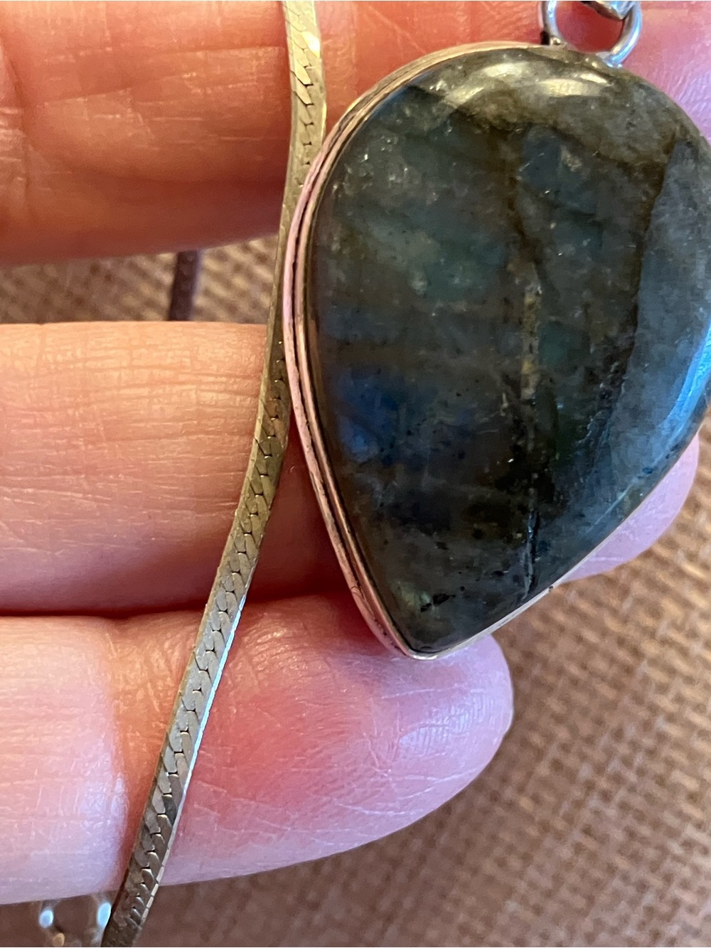 LABRADORITE PENDANT And BRACELET BOTH PIECES ARE STERLING SILVER STAMPED - Picture 6 of 15
